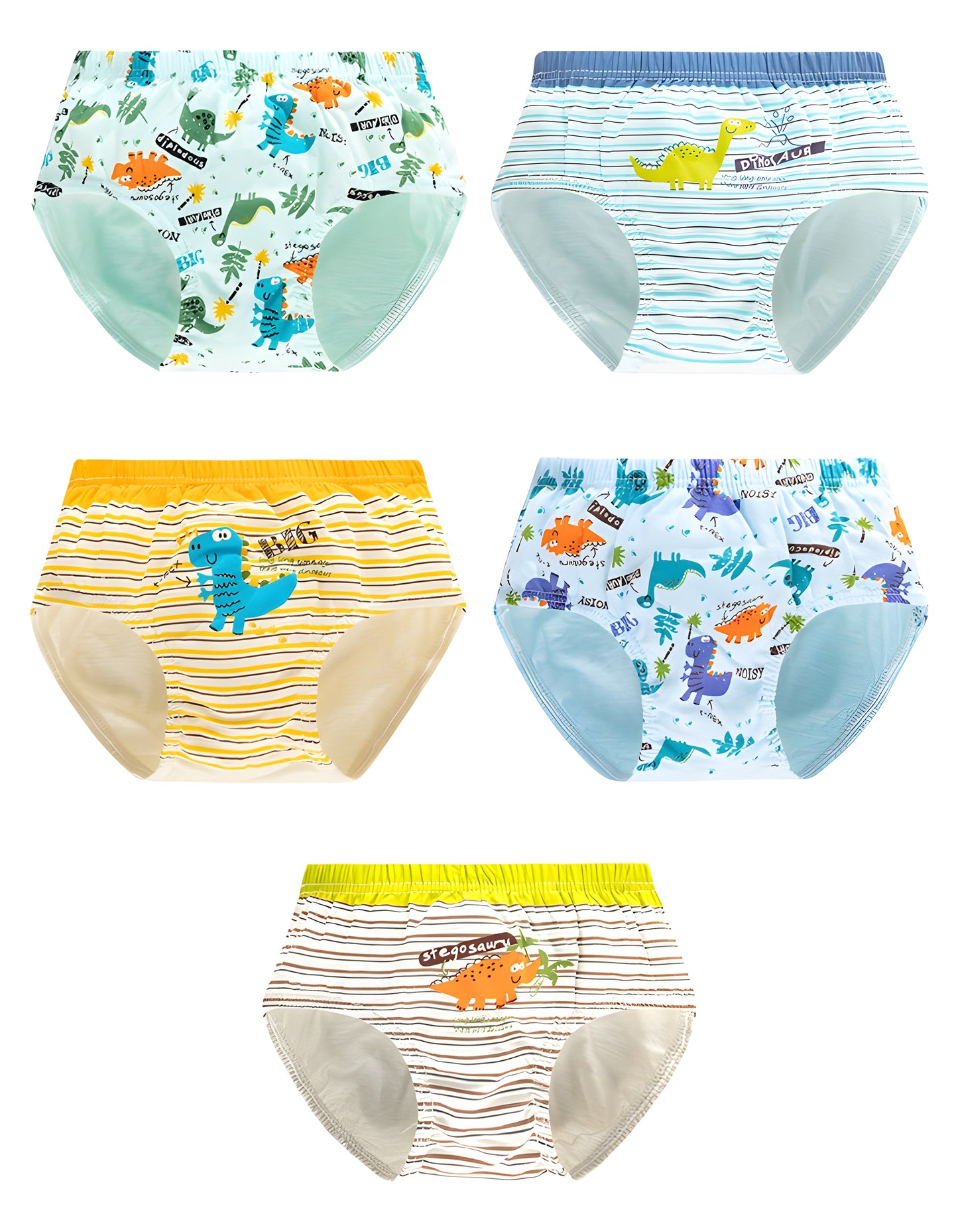 "Goodfim" Dino-saur Boys 100% Cotton Briefs Underwear Toddler Kids Panties (Pack of 5)